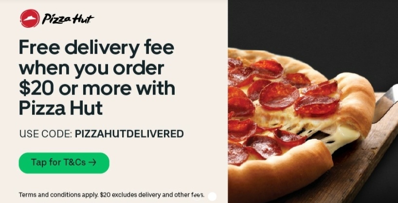 DEAL Pizza Hut Free Delivery With 20 Spend Via Uber Eats until 3 