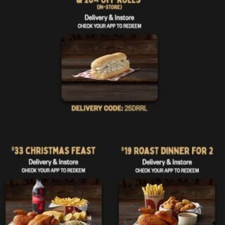 DEAL: Red Rooster - 20% off Rolls, $33 Christmas Feast, $19 Roast Dinner for 2 5