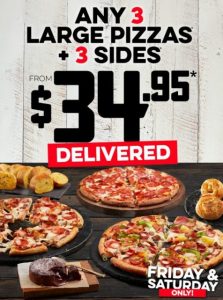 DEAL: Domino's - 3 Large Pizzas + 3 Sides for $34.95 Delivered (until 16 January 2021) 3