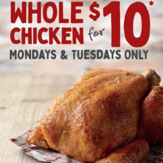 DEAL: Red Rooster - $10 Whole Roast Chicken (Mondays & Tuesdays) 10