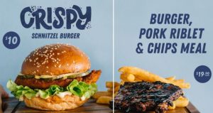 DEAL: Ribs & Burgers - $10 Crispy Chicken Schnitzel Burger ($19.90 with Pork Riblet & Chips) 5