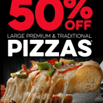 DEAL: Domino’s – 50% off Large Traditional Pizzas Pickup at Selected Stores