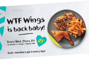 DEAL: Nando's $11 WTF Wings - 1/4 Chicken, 4 Wings & Regular Side on Wednesdays, Thursdays & Fridays 6
