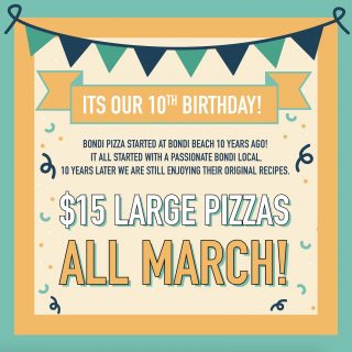 DEAL: Bondi Pizza - $15 Pizzas Dine-In (until 31 March 2021) 1