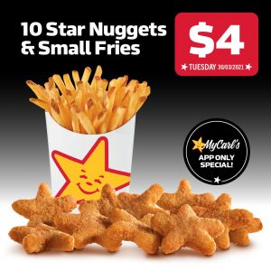 DEAL: Carl's Jr - $4 10 Star Nuggets and Small Fries via App (30 March 2021) 10