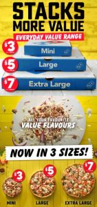 DEAL: Domino's - $3 Mini Value Pizzas, $5 Large Value Pizzas & $7 Extra Large Value Range Pizzas 3