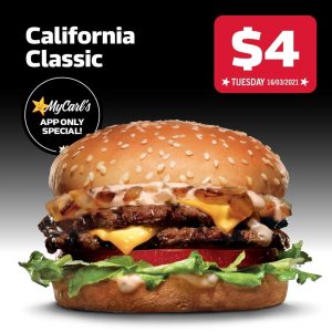 DEAL: Carl's Jr - $4 California Classic Burger via App (16 March 2021) 10
