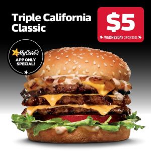 DEAL: Carl's Jr - $5 Triple California Classic via App (24 March 2021) 10