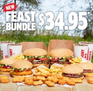 DEAL: Hungry Jack's - $34.95 Feast Bundle (2 Whoppers, 2 Chicken Tendercrisps, 2 Cheeseburgers, 4 Chips, 4 Drinks & 18 Nuggets) 3