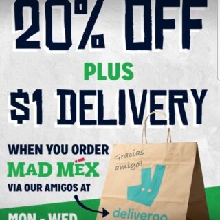 DEAL: Mad Mex - 20% off with $25+ Spend via Deliveroo on Mondays-Wednesdays 8