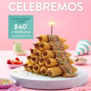DEAL: San Churro - $40 Filled Churros Tower for El Social Members (Normally $55) 3 DEAL: San Churro - $40 Filled Churros Tower for El Social Members (Normally $55) 3