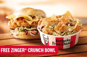DEAL: KFC - Free Zinger Crunch Bowl with Zinger Crunch Burger Purchase on KFC App (ACT Only) 28