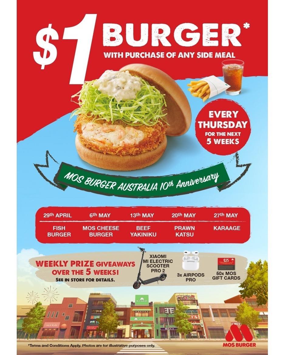 DEAL: MOS Burger - $1 Burger with Purchase of Any Side Meal on Thursdays until 27 May 2021 1