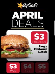 DEAL: Carl's Jr - $3 Single California Classic via App (5 April 2021) 10