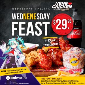 DEAL: Nene Chicken - $29.95 Wed-nene-sday Feast with 45 Day Premium Animelab on Wednesdays (until 5 May 2021) 6