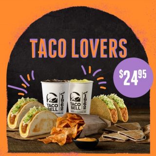 DEAL: Taco Bell - $24.95 Taco Lovers (4 Tacos, Large Tortilla Chips, 2 Chocodillas, 2 Drinks & Nacho Cheese Sauce) 10