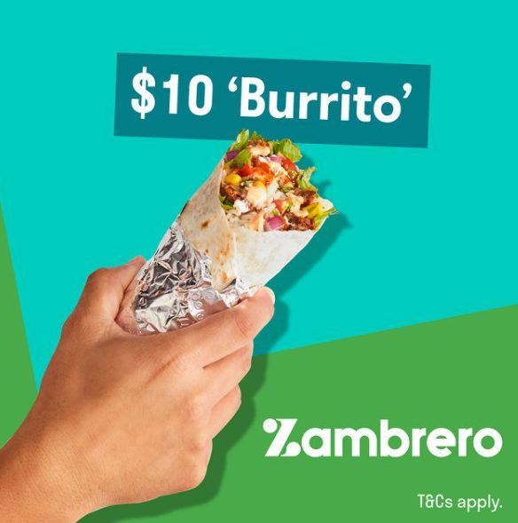 DEAL: Zambrero - $10 Burrito via Deliveroo (until 5 April 2021) 10
