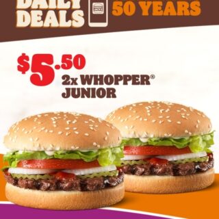 DEAL: Hungry Jack's - 2 Whopper Juniors for $5.50 via App (7 May 2021) 5