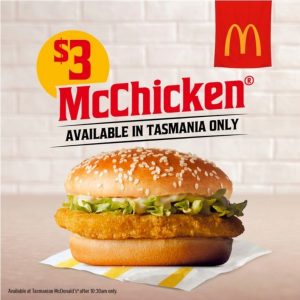 DEAL: McDonald's - $3 McChicken in Tasmania Only (until 24 July 2022) 3