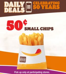 DEAL: Hungry Jack's - 50c Small Chips via App (4 May 2021) 3