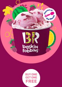 DEAL: Baskin Robbins - Buy One Get One Free Razzamatazz Sorbet 1 Scoop Waffle Cone for Club 31 Members 8
