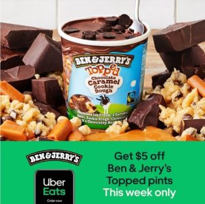 DEAL: Ben & Jerry's - $5 off Topped Pints via Uber Eats (until 30 May 2021) 10