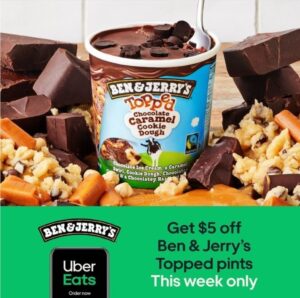 DEAL: Ben & Jerry's - $5 off Topped Pints via Uber Eats (until 30 May 2021) 3
