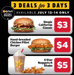 DEAL: Carl's Jr App Deals valid from 12 to 14 July 2021 9