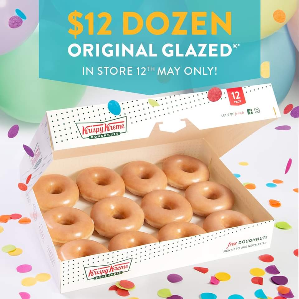 DEAL Krispy Kreme 12 Original Glazed Dozen InStore on 12 May