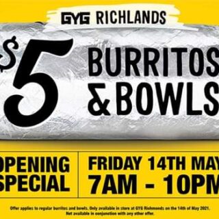 DEAL: Guzman Y Gomez Richlands QLD - $5 Burrito or Burrito Bowl (14 May 2021) 1 DEAL: Guzman Y Gomez Richlands QLD - $5 Burrito or Burrito Bowl (14 May 2021) 1