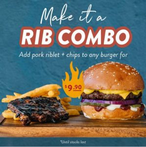DEAL: Ribs & Burgers - Add Pork Riblet & Chips to Any Burger for $9.90 5