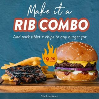 DEAL: Ribs & Burgers - Add Pork Riblet & Chips to Any Burger for $9.90 7