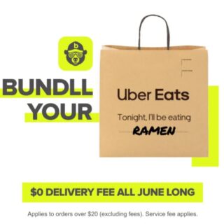 DEAL: Uber Eats - Free Delivery with $20+ Orders when you pay with Bundll 9