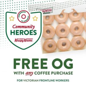 DEAL: Krispy Kreme - Free Original Glazed Doughnut with Coffee Purchase for Frontline Workers (VIC Only) 1