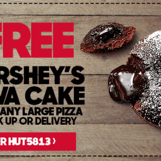 DEAL: Pizza Hut - Free Hershey's Lava Cake with Pizza, 3 Large Pizzas + 3 Sides $35.95 Delivered, 4 Large Pizzas + 4 Sides $45 Delivered 7