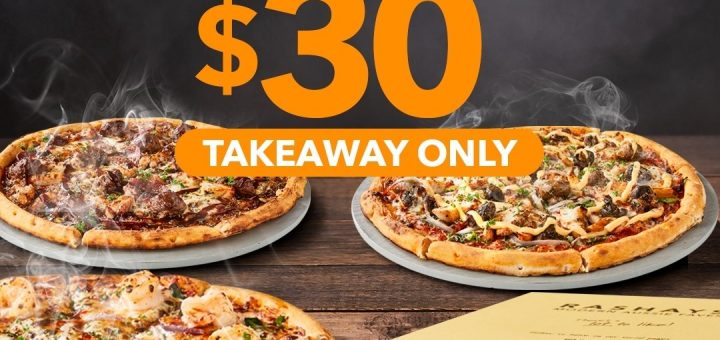 DEAL: Rashays - Any 3 Pizzas for $30 8