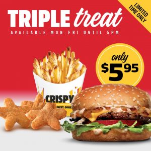 DEAL: Carl's Jr - $5.95 Triple Treat on Mondays-Fridays before 5pm (until 31 July 2021) 9