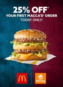 DEAL: McDonald's - 25% off First Order via Menulog (14 July 2021) 8