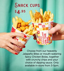 DEAL: Oporto - $4.95 Snack Cups available from 3-5pm 3