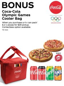 DEAL: Pizza Hut - 2 Large Pizzas, 4 Coke Cans & Coca-Cola Olympic Games Cooler Bag for $29 Pickup 3