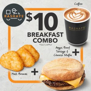 DEAL: Rashays - $10 Breakfast Combo with Sausage Muffin, Hash Browns & Coffee 3