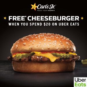 DEAL: Carl's Jr - Free Cheesebuger with $20 Spend on Uber Eats 15