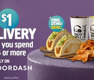 DEAL: Taco Bell - $1 Delivery with $25 Minimum Spend via DoorDash 1