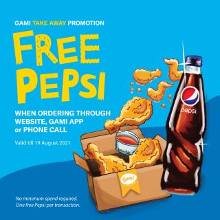 DEAL: Gami Chicken - Free Pepsi for Takeaway Orders via Website, Phone or App (until 19 August 2021) 3