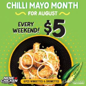 DEAL: Nene Chicken - 6 Chilli Mayo Wings for $5 (VIC/NSW/QLD), 4 Chilli Mayo Wings for $4 (WA/NT) on Weekends (until 12 September 2021) 5