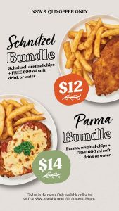 DEAL: Schnitz - $12 Schnitzel Bundle or $14 Parma Bundle with Chips & 600ml Soft Drink or Water (NSW/QLD) 5