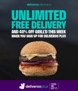 DEAL: Grill'd - 40% off with $20 Spend for Deliveroo Plus Members (until 17 April 2022) 2 DEAL: Grill'd - 40% off with $20 Spend for Deliveroo Plus Members (until 17 April 2022) 1