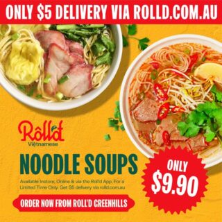 DEAL: Roll'd - $9.90 Noodle Soups (until 19 September 2021) 3