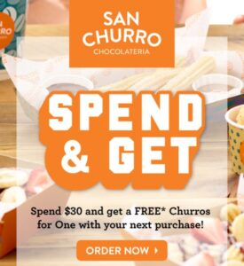 DEAL: San Churro - Spend $30 & Get Free Churros for One with Next Purchase in NSW, VIC & ACT (until 19 September 2021) 2