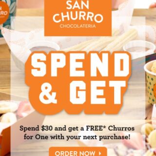 DEAL: San Churro - Spend $30 & Get Free Churros for One with Next Purchase in NSW, VIC & ACT (until 19 September 2021) 2